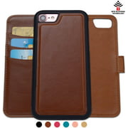 SHANSHUI Wallet Case Compatible with iPhone 8 and iPhone 7, RFID Blocking Detachable 2in1 Leather Wallet Case with 3