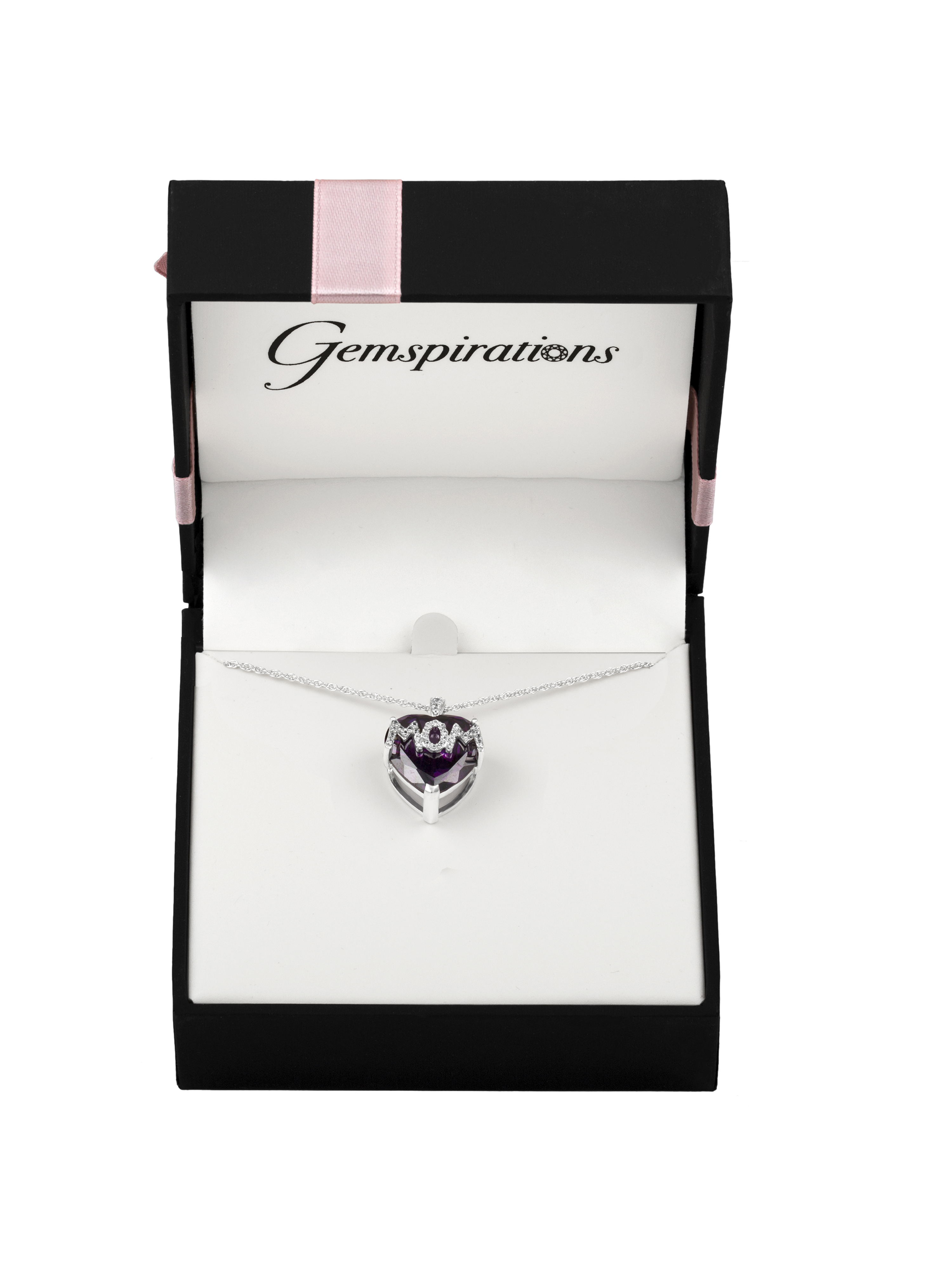 Gemspirations Silver Plated Simulated Amethyst and CZ Heart Pendant
