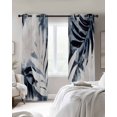 thumbnail image 4 of Vintage Navy Blue Botanical Blackout Curtains for Bedroom Living Room Darkening Curtains 63 Inches Long Modernism Tropical Leaves Window Curtain 2 Panels Set Window Treatment Grommet Drapes 52"x63", 4 of 9