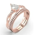 thumbnail image 3 of Gorgeous Art Deco 2.25 Carat Pear Cut Diamond Moissanite Engagement Ring,Two Matching Band, Twisted Band Wedding Ring in 925 Sterling Silver With 18k Rose Gold Plating Gift For Her, 3 of 4