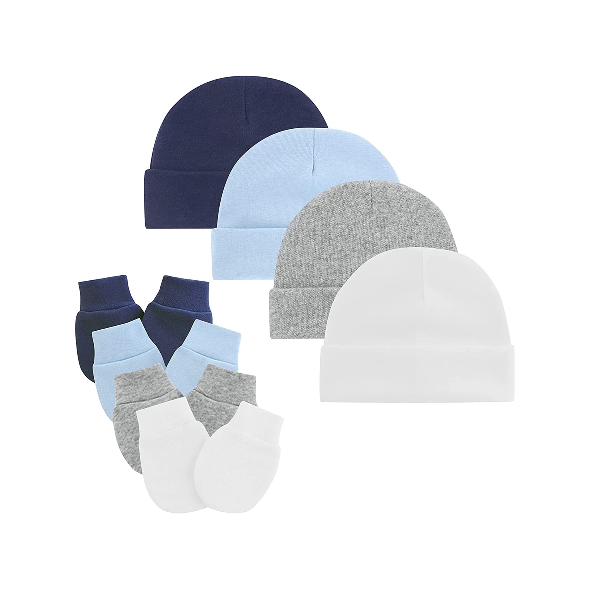 FOREEMME Baby Beanies for Boys Girls Newborn Baby Hat with Mittens Cute Cotton Hospital Hats for 0-6 Months
