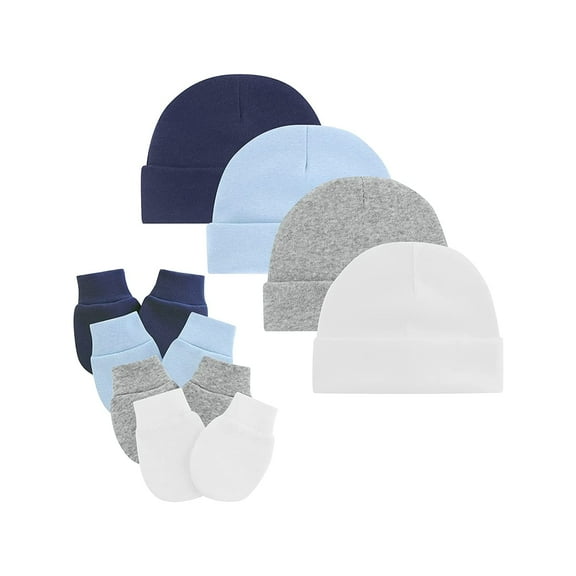 FOREEMME Baby Beanies for Boys Girls Newborn Baby Hat with Mittens Cute Cotton Hospital Hats for 0-6 Months