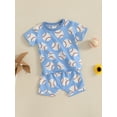 thumbnail image 4 of AceBaby Toddler Baby Boy Summer Baseball Short Sleeve Shirt and Shorts Outfit Set,3M-3T, 4 of 9