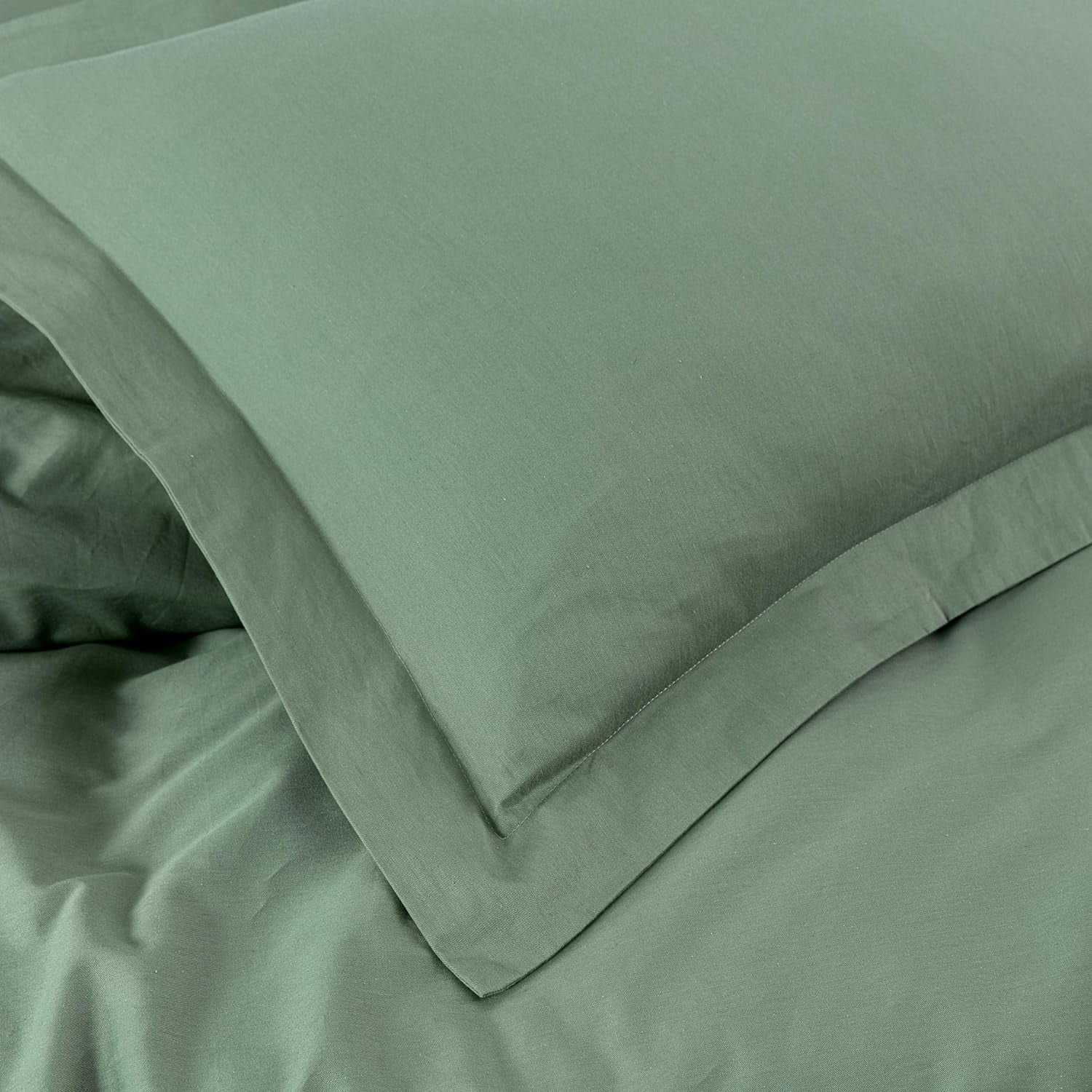 Chezmoi Collection Solid Sage Green 100% Cotton Duvet Cover Set King Size, 3-Piece Luxury Soft Breathable Smooth Cooling 250TC Cotton Twill Comforter Cover with Button Closure