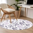 thumbnail image 4 of Purple Grey Botanical Round Area Rug 4Ft Washable Circle Rugs for Bedroom Dining Room, Watercolor Spring Floral Summer Leaf Non-Slip Carpet Floor Mats Indoor Outdoor Carpet Runner Home Decor, 4 of 8