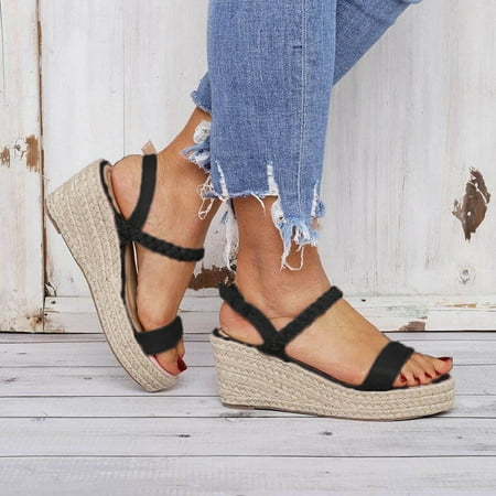 

Wodofoxo Promotion Summer Women s Wedges Flats Open Toe Shoes Ankle Belt Buckle Fish Mouth Sandals