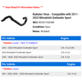 thumbnail image 2 of Radiator Hose - Compatible with 2011 - 2023 Mitsubishi Outlander Sport 2012 2013 2014 2015 2016 2017 2018 2019 2020 2021 2022, 2 of 2