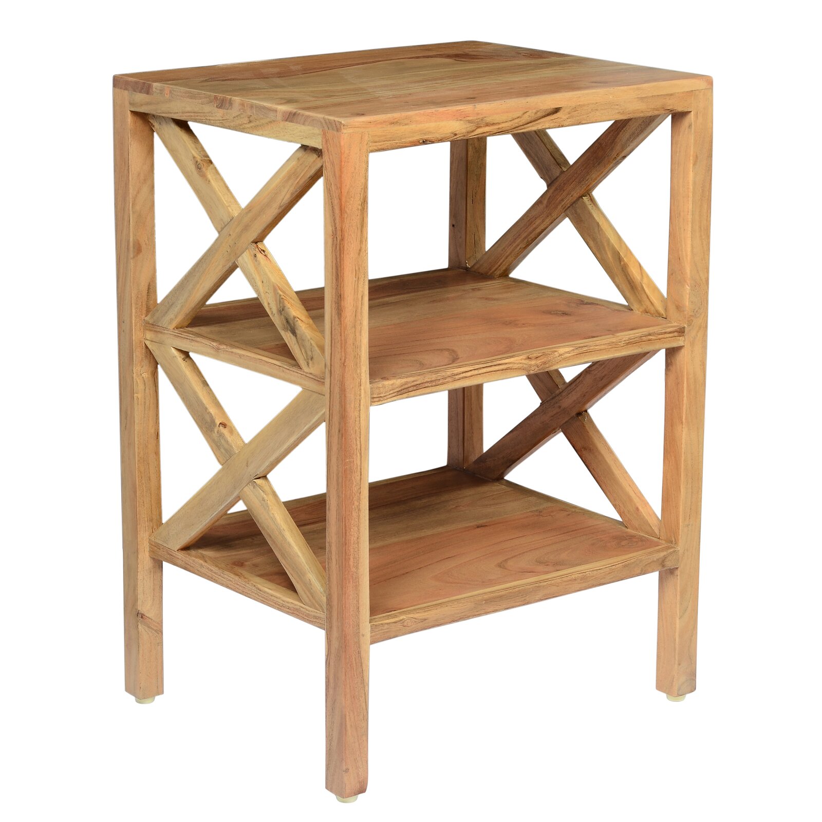 Damiano Solid Wood End Table, Purposeful Distressing Type Wood Scoring