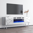 thumbnail image 5 of London WH-EF Fireplace TV Stand for TVs up to 70", Modern High Gloss 63" Entertainment Center, Electric Fireplace TV Media Console with Storage Cabinets, 5 of 8