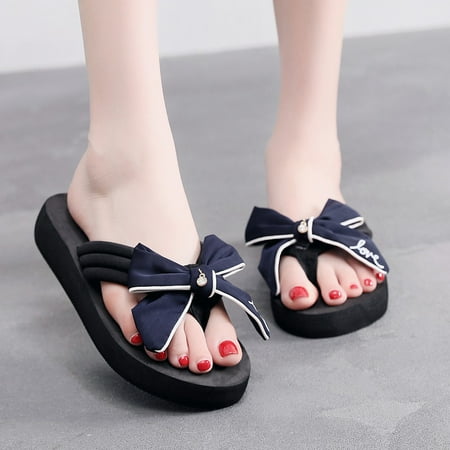 

ERTUTUYI Women Girls New Flip Flops Butterfly Flat Beach Slippers Blue 37