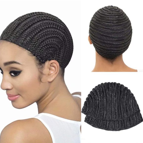 2Pcs Crochet Cornrow Wig Cap for Black Women Braided Cap for Weaving Making Wigs with Clips Inside Stretchy Braid Cap for Easier Sew in Crochet Cornrow Braids Sewing Cap for Wigs and Hair Weave
