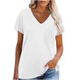thumbnail image 2 of Up to 65% off!Womens Fashion Summer Tops 2025 Plus Size V-Neck Short Sleeve Lace Tops T-Shirt Tees Loose Short Blouse, 2 of 9
