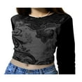thumbnail image 2 of AMERTEER Femmes Col Rond T-shirt Rétro Floral à Manches Longues Slim Base Shirt, 2 of 5