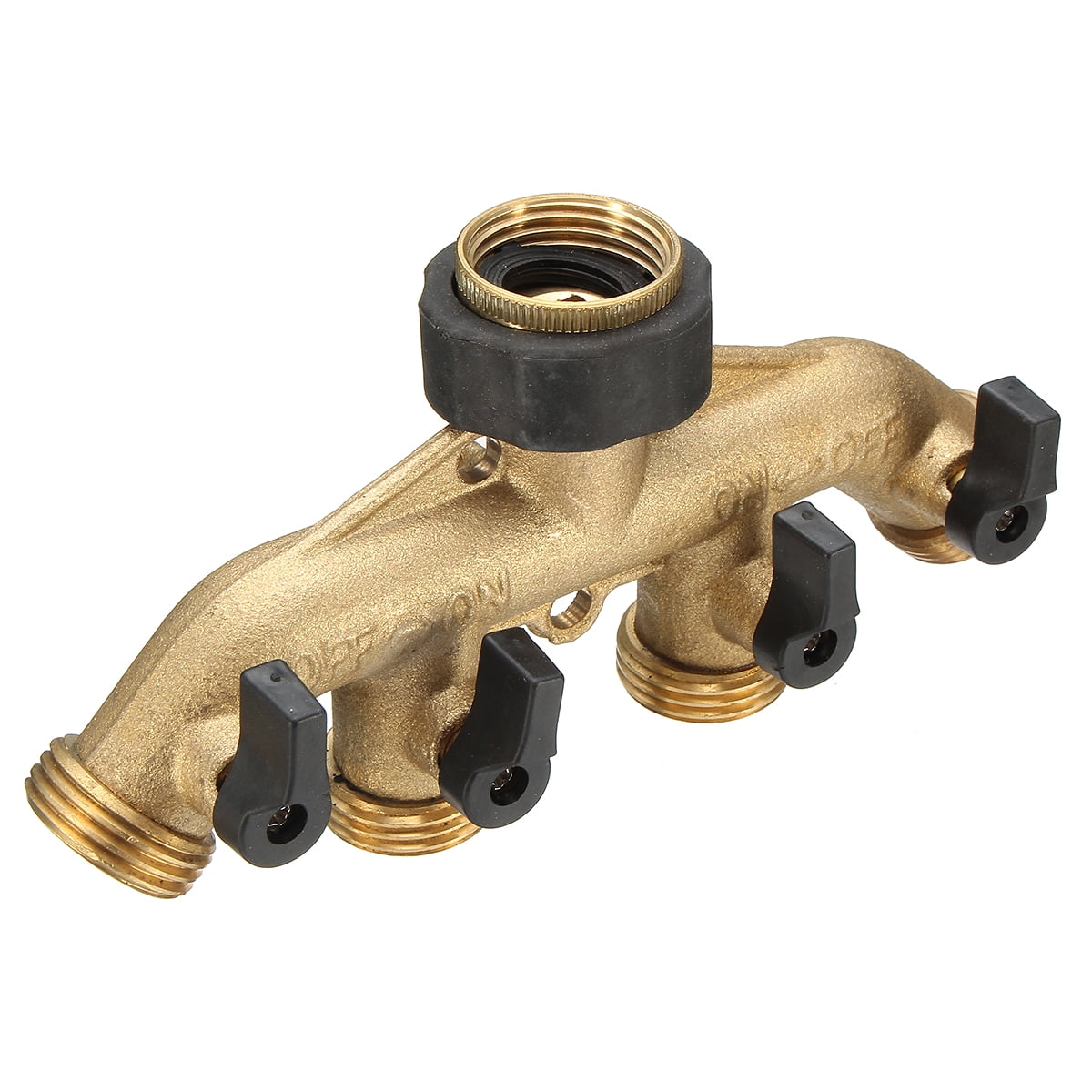 3/4'' SOLID BRASS 4 WAY ADAPTOR GARDEN TAP MULTI HOSE CONNECTOR