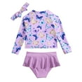thumbnail image 6 of NIEWTR Girls Swimsuit Fashion Cute Cartoon Print Ruffled Edge Split Beach Swimsuit Swimwear Beach Bathing Suit for Summer Vacation 4-5 Years Purple, 6 of 8