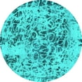 thumbnail image 1 of Ahgly Company Machine Washable Indoor Round Abstract Turquoise Blue Modern Area Rugs, 6' Round, 1 of 4