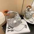 thumbnail image 1 of Bolso Hobo para mujer Bolso bandolera acolchado acolchado Bolso de mano para mujer (Plata), 1 of 9
