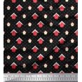 thumbnail image 1 of Soimoi Black Silk Fabric Hut & Dots Printed Fabric 1 Yard 42 Inch Wide, 1 of 1