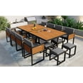 thumbnail image 5 of Euroco 18-Pieces Acacia Wood Patio Dining Set, Space Saving Outdoor Patio Set, 8 Cushioned Chairs & 8 Ottomans & 2 Square Table, for Backyard, Garden, Deck and Poolside,Gray, 5 of 9