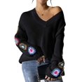 thumbnail image 1 of Suéteres de Larga de Crochet con Estampado Floral Bohemio Clásico para Mujer, Jersey Informal de Punto para Otoño-Invierno 2025. Negro S, 1 of 9