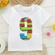 thumbnail image 4 of Camiseta de algodón para niños, camiseta con estampado digital de bloques de construcción para cumpleaños, ropa bonita para niños con nombre personalizado, camisetas blancas, 4 of 5