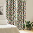 thumbnail image 2 of Ambesonne Geometric Curtains, Colorful Squares Grid, Pair of 28"x95", Multicolor, 2 of 5