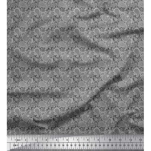 Soimoi Viscose Chiffon Fabric Floral & Paisley Shirting Fabric Prints by Yard 42 Inch Wide