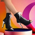 thumbnail image 2 of BdTemWBs Dance Heels High Heels for Women Open Toe eels Women Lace Up Decor Dance Shoes with Zipper (Black-1,8), 2 of 8