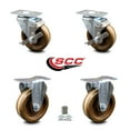 thumbnail image 2 of 4 Inch High Temp Phenolic Swivel Top Plate Caster Set with 2 Brakes 2 Rigid SCC, 2 of 2