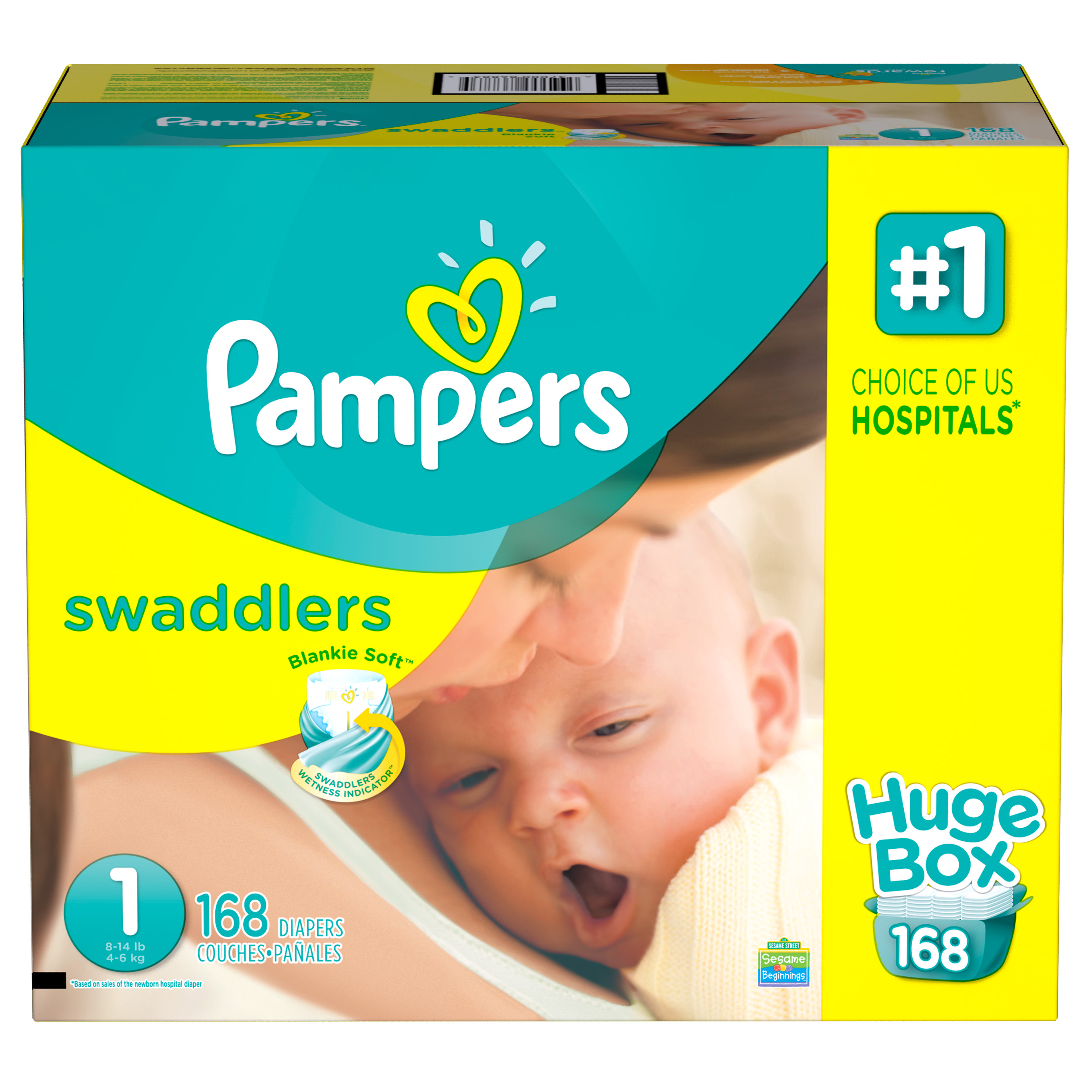 Pampers Swaddlers Soft and Absorbent Newborn Diapers, Size 1, 168 Ct - image 5 of 10