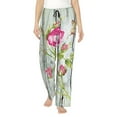 thumbnail image 2 of Kdxio Women's Comfy Stretch Vintage Wood Background with FloralPrint Drawstring Pajama Pants-XX-Large, 2 of 9