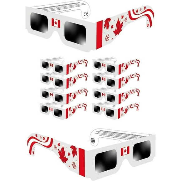 [10 Pack] Solar Eclipse Glasses Canada Design - AAS Approved - ISO Certified 12312-2 & CE Certfied