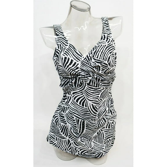 Croft & Barrow Black Tulip Hem Tummy Control One-Piece Swimsuit Women's Plus Size 16