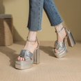 thumbnail image 3 of SACFOF Chunky Platform Heels for Women Open Toe Bow Heels with Ankle Strap Wedding Party Office Summer Sandals, 3 of 6