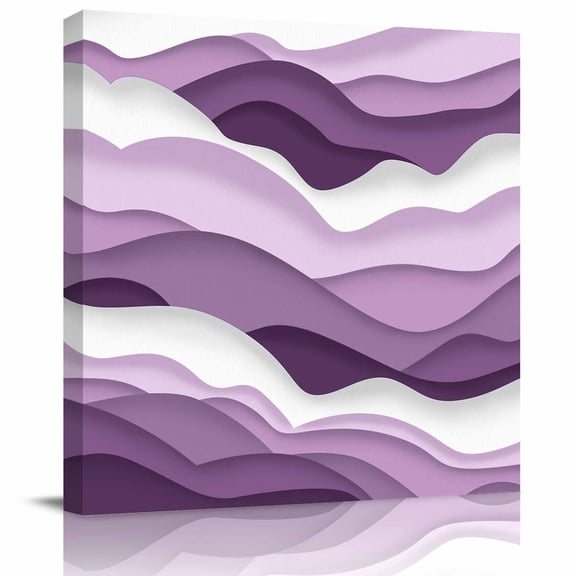 Wall Art Prints, Purple Ombre Framed Canvas Prints for Bedroom Living Room Bathroom Office, Modern Geometric Moire Abstract Art Gallery Wrap Wall Art Poster for Gifts Home Decor 24"x24"