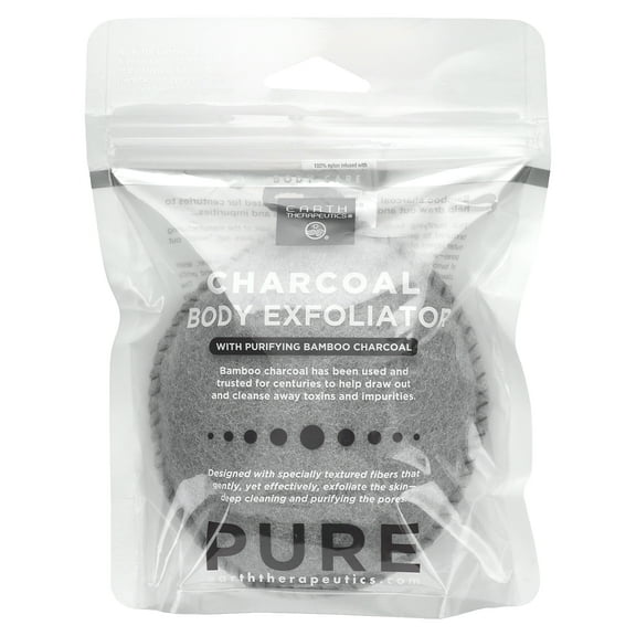 Earth Therapeutics Pure, Charcoal Body Exfoliator With Purifying Bamboo Charcoal, 1 Exfoliator