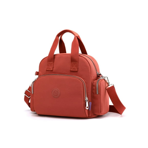 Goory Ladies Tote USB Port Backpack Women Anti-Theft Shoulder Bag Travel Multi Pockets Crossbody Bags Daily Orange