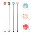 thumbnail image 4 of 6pcs Donut Swizzle Stick Cocktail Drink Stirrer, Reusable Stainless Steel Beverage Stirrers For Coffee, Tea, Cocktails, Assorted Colors, 7.87 Inches, 4 of 5