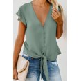 thumbnail image 4 of T-shirt Vert pour Toujours Ce Soir à Boutons pour Femmes, 4 of 12