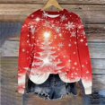 thumbnail image 6 of Women's Christmas Clothing Loose Graphic Sweatshirt Crewneck Long Sleeve Xmas Holiday Festive Tops for Women (S, Red), 6 of 6