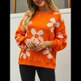 thumbnail image 4 of Suéter de Mujer de Otoño, Larga, Cuello Redondo, Jersey de Punto de Gran Tamaño, Tops Casuales con Estampados. Naranja XL, 4 of 9