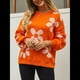 thumbnail image 4 of Suéter de Mujer de Otoño, Larga, Cuello Redondo, Jersey de Punto de Gran Tamaño, Tops Casuales con Estampados. Naranja XL, 4 of 9