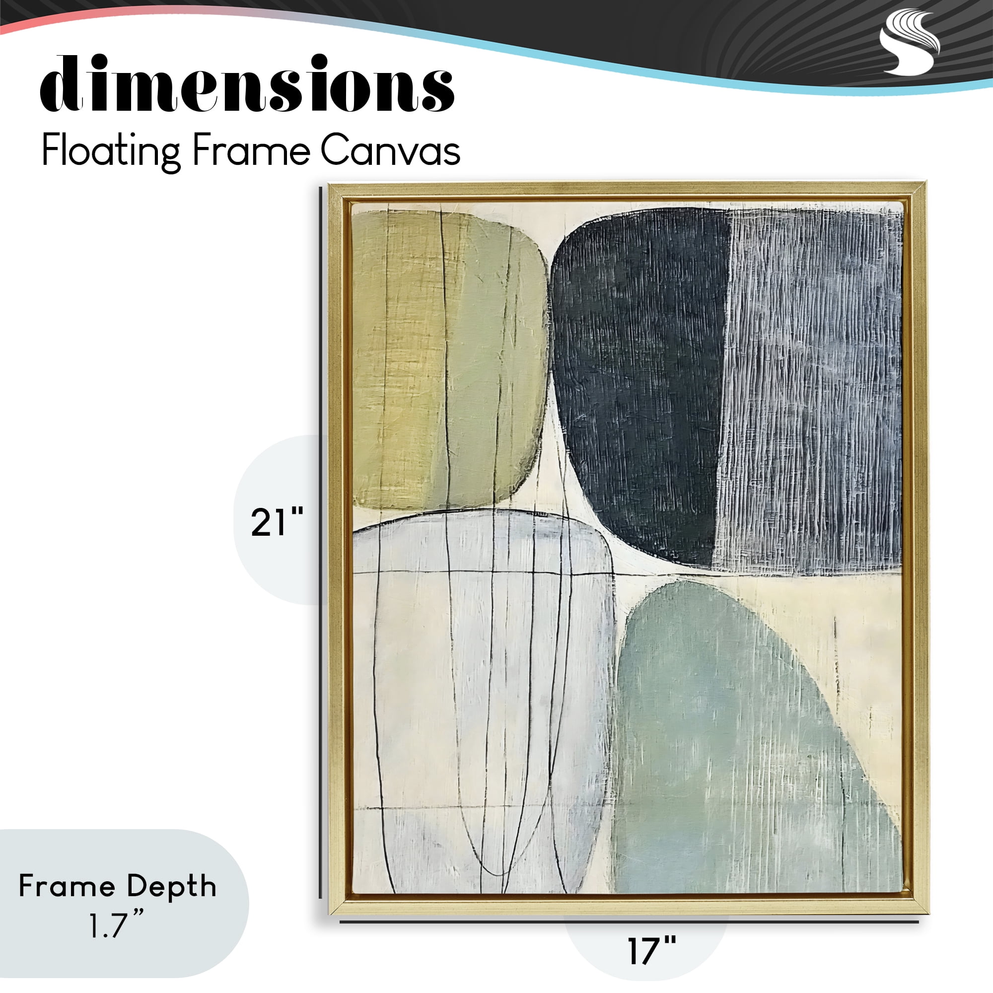Stupell Industries Modern Organic Composition Gold Framed Floater Canvas Wall Art, design by Riley B