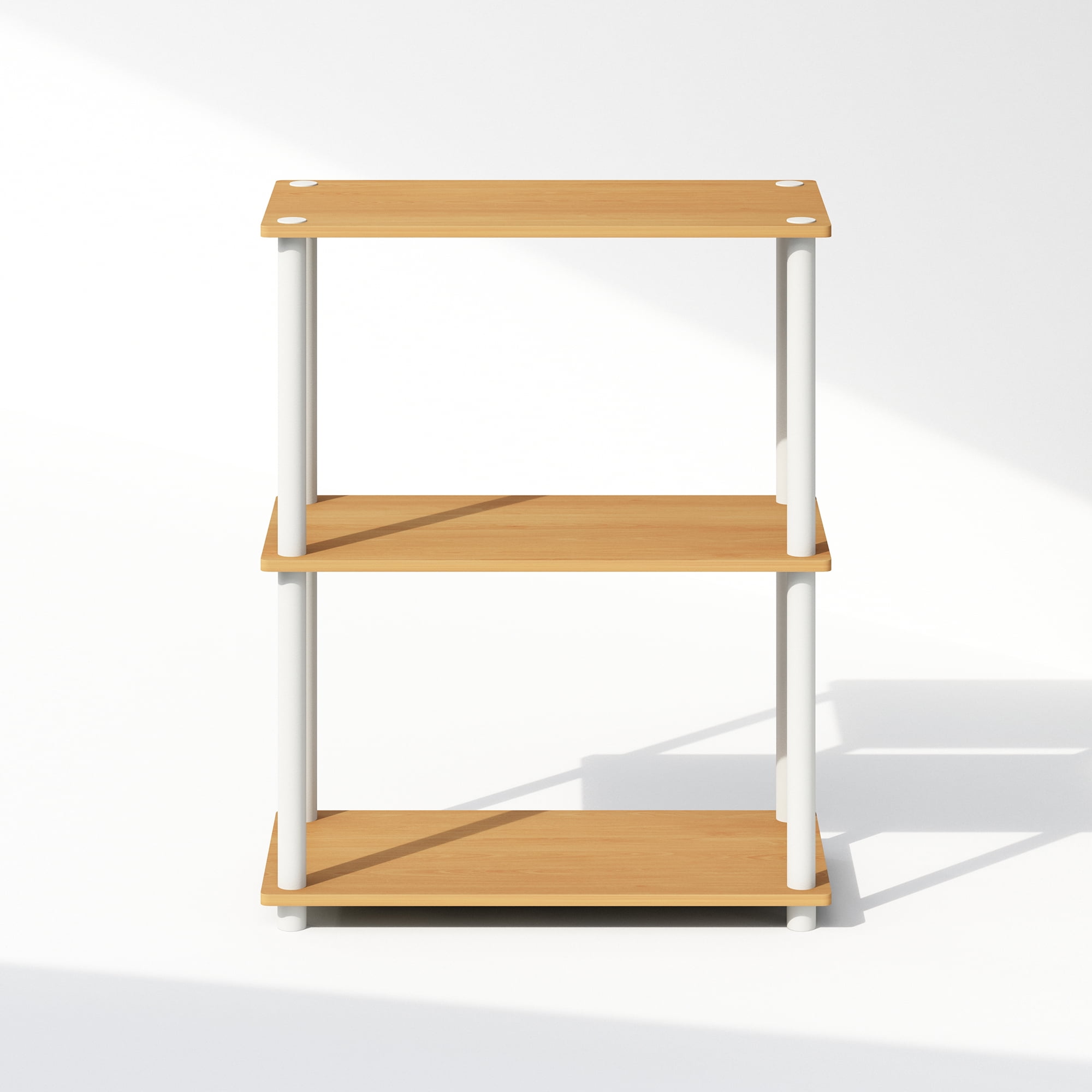 Furinno 3 Tier Multipurpose Compact Display Standard Bookcase, Woods White, 29.60"