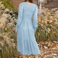 thumbnail image 4 of Fesfesfes Women Dress Fall Winter Long Sleeve Round-Neck Solid Long Dress Clothes Sale, 4 of 6