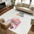 thumbnail image 2 of 5x7 Area Rugs, Hello Summer Non-Skid Rubber Backing Large Rectangle Rugs - Living Room Bedroom Home Office, Pink Ice Cream Truck Watercolor Indoor Floor Mat Carpets Washable Rug, 2 of 9