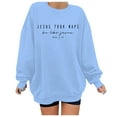 thumbnail image 2 of UJNDER Women's Jesus Letter Print Round Neck Pullover Sweatshirt Long Sleeve Casual Comfort Top Blue M, 2 of 3