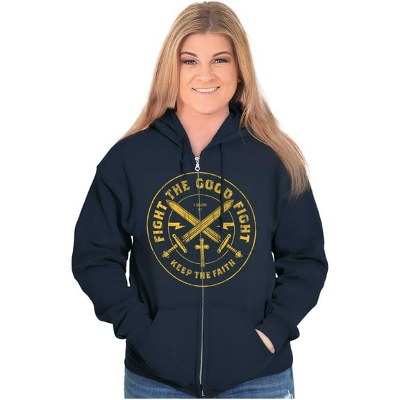 Keep Faith Christian Bible Scripture Zip Up Hoodie Men's Women's Brisco Brands S