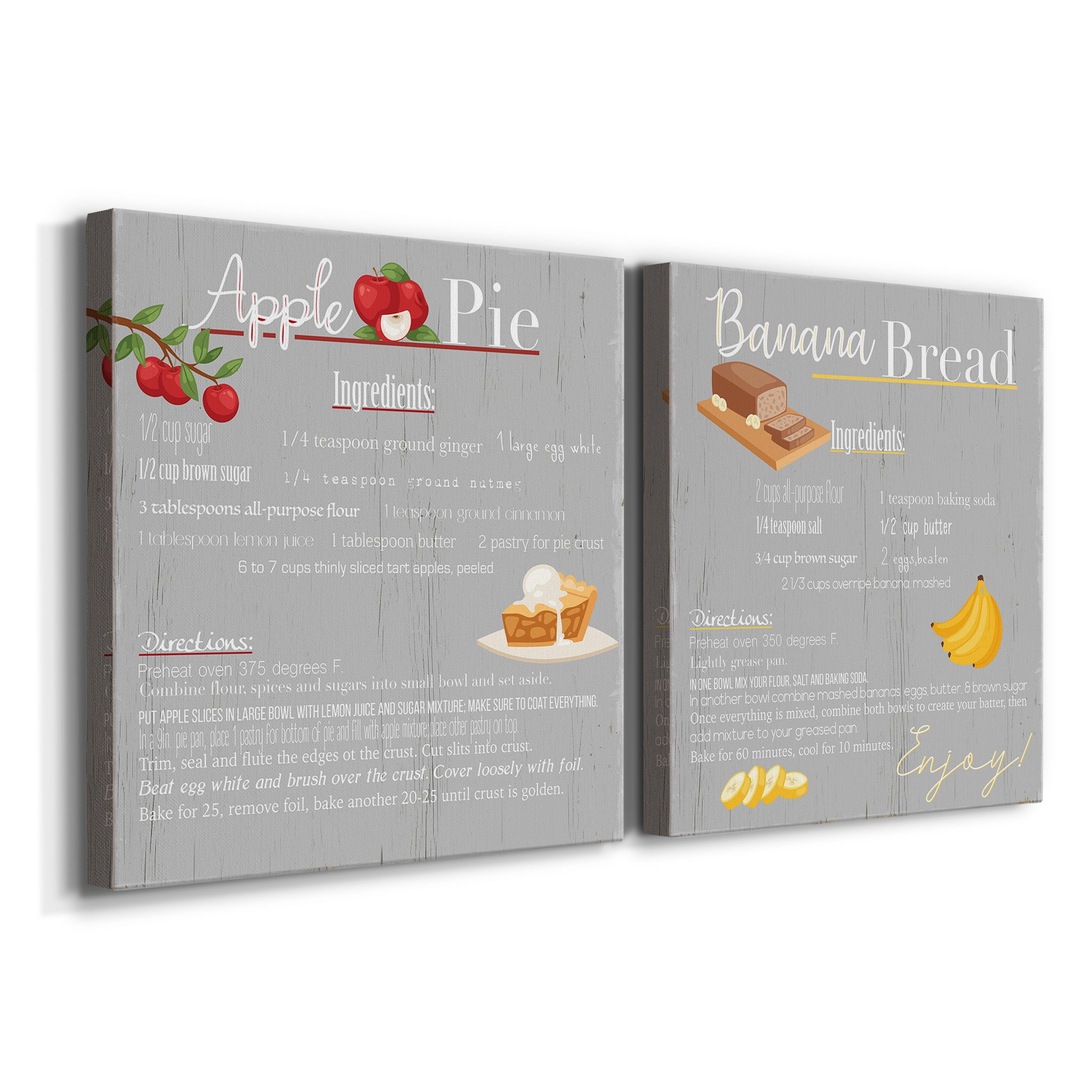 Apple Pie - Premium Gallery Wrapped Canvas - Ready to Hang Set of 2 - 40 x 40 Each