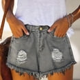 thumbnail image 4 of hoksml Women's High Waist Distressed Denim Shorts, Frayed Hem Jean Shorts, Casual Ripped Denim Shorts, 4 of 8